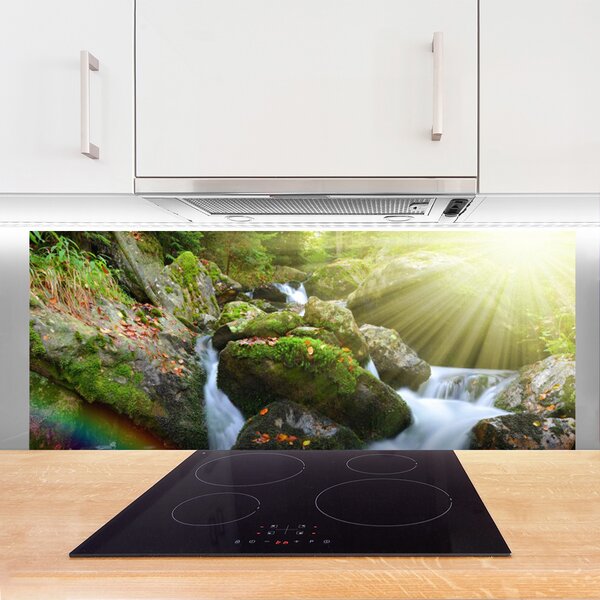 Panou sticla bucatarie Soare Cascada Rainbow Natura Multi