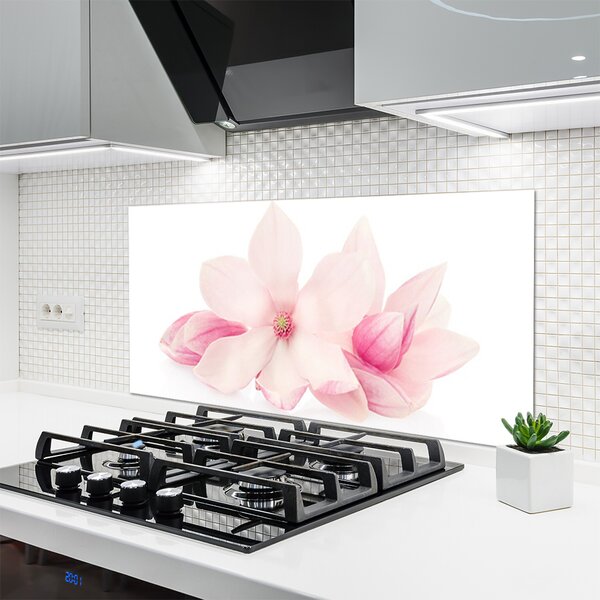 Panou sticla bucatarie Flori roz Floral