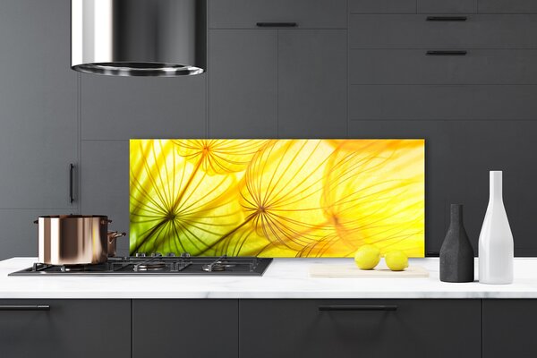Panou sticla bucatarie Păpădie Floral Verde Galben