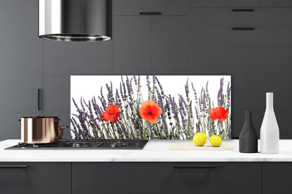 Panou sticla bucatarie Flori Floral Violet Roșu Verde