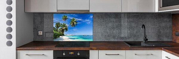 Panou sticlă bucătărie plaja tropicala
