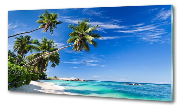 Panou sticlă bucătărie plaja tropicala