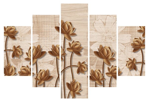 Tablou cu abstracția florilor - maro (150x105 cm)