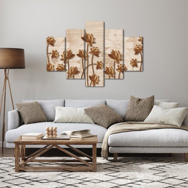 Tablou cu abstracția florilor - maro (150x105 cm)