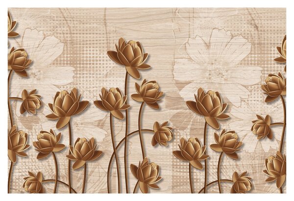 Tablou cu abstracția florilor - maro (90x60 cm)