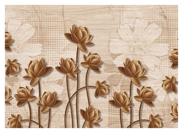 Tablou cu abstracția florilor - maro (70x50 cm)