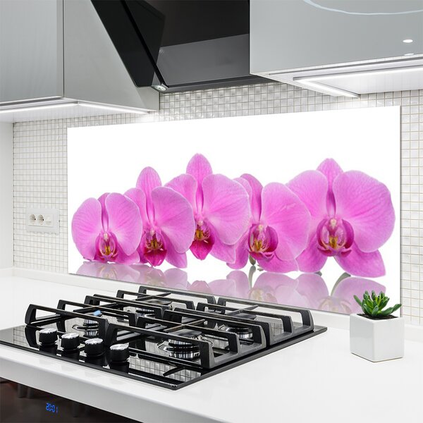 Panou sticla bucatarie Flori roz Floral