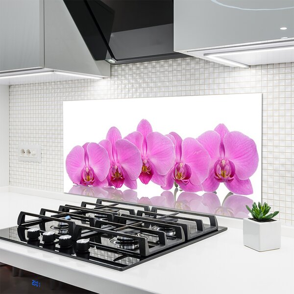 Panou sticla bucatarie Flori roz Floral