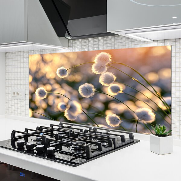 Panou sticla bucatarie Flori Floral Gray