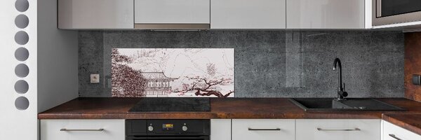 Panou sticlă decorativa bucătărie peisaj chinezesc