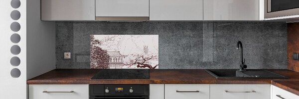 Panou sticlă decorativa bucătărie peisaj chinezesc