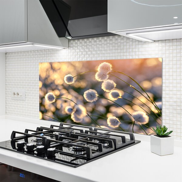 Panou sticla bucatarie Flori Floral Gray