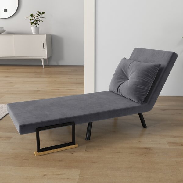 HOMCOM Canapea Extensibilă cu Spătar Reglabil pe 5 Nivele, Canapea Pat Individuală Pliabilă cu Perne, 63x73x81 cm, Gri | Aosom Romania