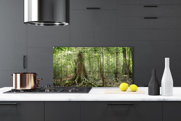 Panou sticla bucatarie Natural Pădurea Verde Maro