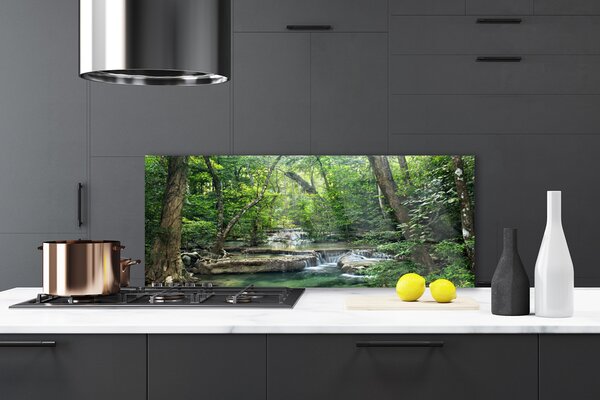 Panou sticla bucatarie Natural Pădurea Verde Maro