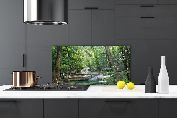 Panou sticla bucatarie Natural Pădurea Verde Maro