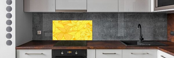 Panou sticla securizata bucatarie Flori galbene de fundal