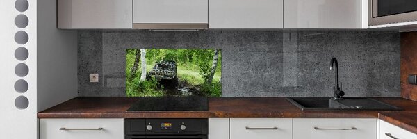 Panou sticla securizata bucatarie Jeep în pădure
