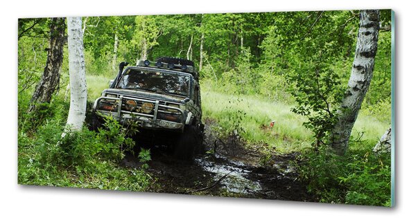 Panou sticla securizata bucatarie Jeep în pădure