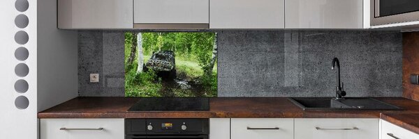 Panou sticla securizata bucatarie Jeep în pădure