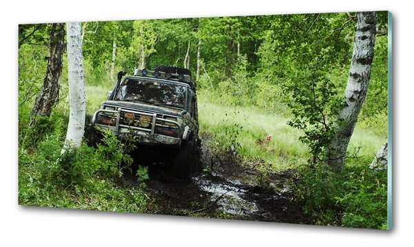 Panou sticla securizata bucatarie Jeep în pădure
