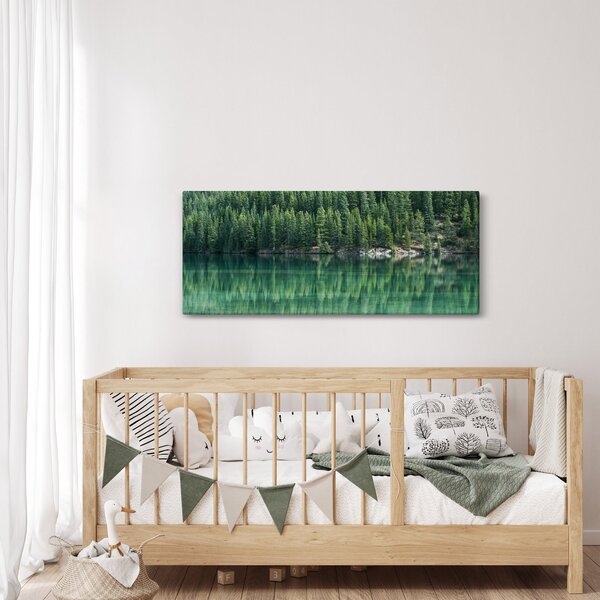 Tablou - Coniferi lângă lac (120x50 cm)