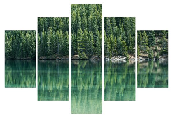 Tablou - Coniferi lângă lac (150x105 cm)