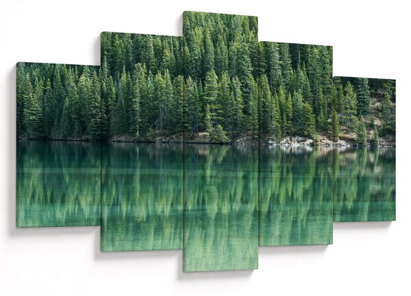 Tablou - Coniferi lângă lac (150x105 cm)