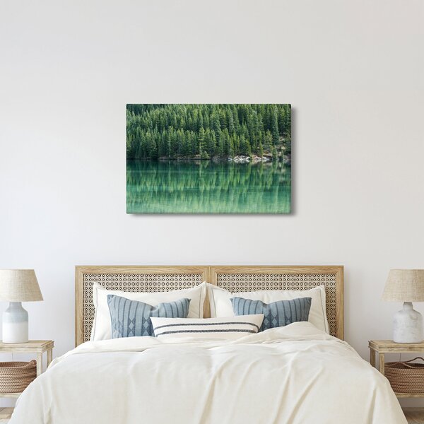 Tablou - Coniferi lângă lac (90x60 cm)