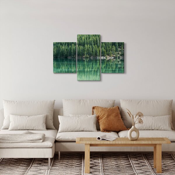 Tablou - Coniferi lângă lac (90x60 cm)