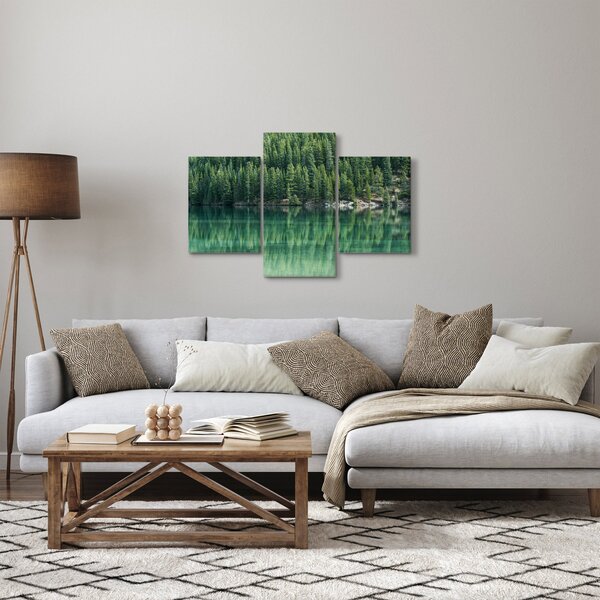 Tablou - Coniferi lângă lac (90x60 cm)