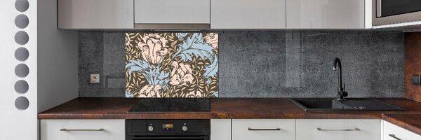 Panou sticlă decorativa bucătărie model floral