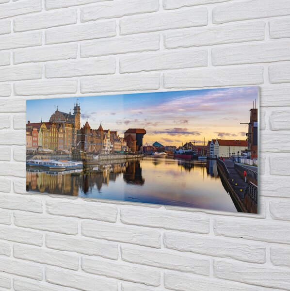 Panouri de sticlă Portul din Gdańsk râu răsărit de soare