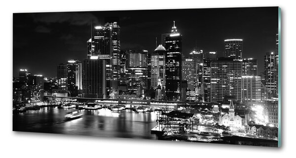 Sticlă printata bucătărie Sydney pe timp de noapte