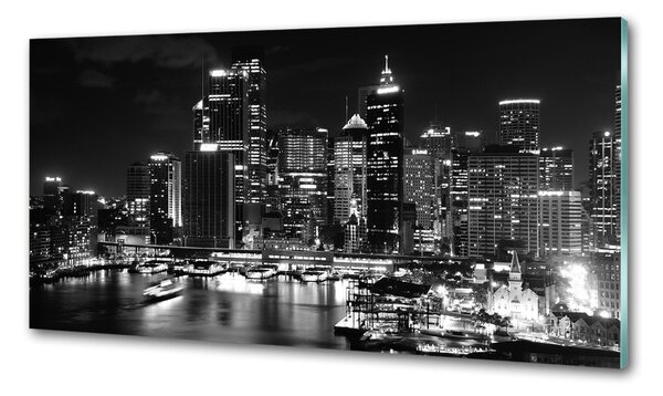 Sticlă printata bucătărie Sydney pe timp de noapte