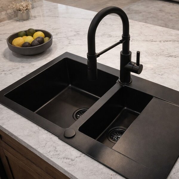 Ruvetti Signum chiuvetă din granit 79x49.5 cm negru 3001S_FB1560_W