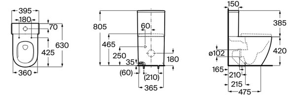 Roca Meridian vas wc compact cu spălare turbionară alb A342747000