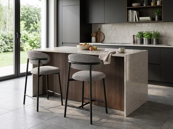 Scaun de bar ELONE, negru/gri