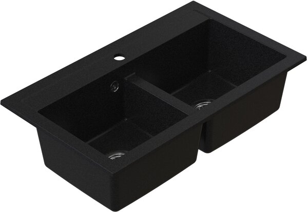 Ruvetti Doblo chiuvetă din granit 75.6x44.7 cm negru 3001DO_BC_W