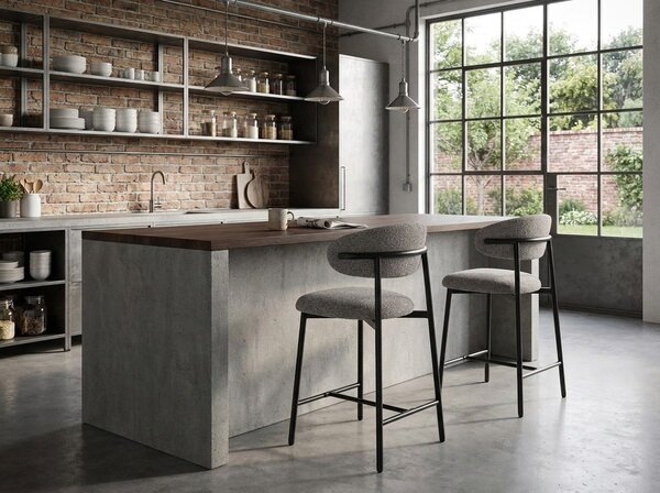 Scaun de bar ELONE, negru/gri