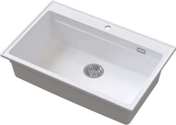 Ruvetti Absol 80 chiuvetă din granit cu inserție de scurgere 76x50 cm alb 3001AB_WH80_W