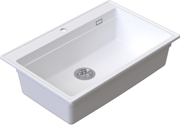 Ruvetti Absol 80 chiuvetă din granit cu inserție de scurgere 76x50 cm alb 3001AB_WH80_W