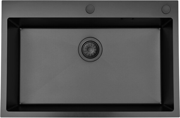 Ruvetti Masivo chiuveta cu dozator 76x50 cm negru 5002M_PVD_BL80_W
