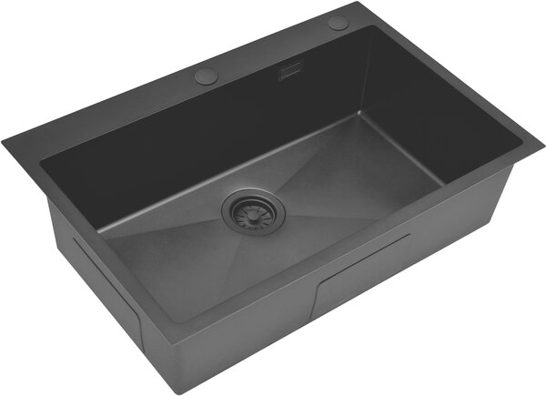 Ruvetti Masivo chiuveta cu dozator 76x50 cm negru 5002M_PVD_BL80_W