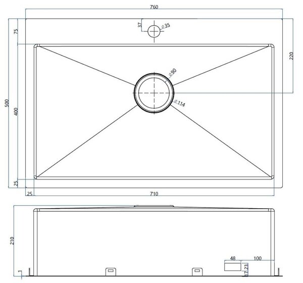 Ruvetti Masivo chiuveta cu dozator 76x50 cm auriu 5002M_PVD_CH80_W