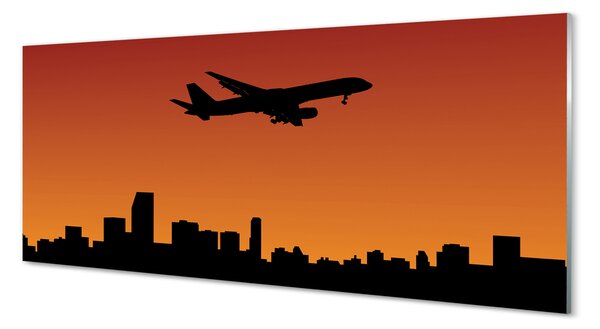 Panouri de sticlă Avionul și apus de soare cer