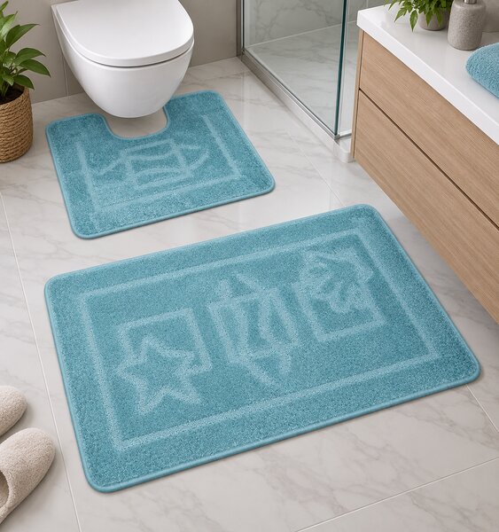 Set 2 covorase baie Maritime 2534 Star Blue Dreptunghi, Albastru, 60 x 100 / 50 x 60