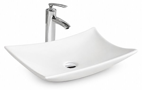 Lavoar baie dreptunghiular pe blat ceramica alb lucios