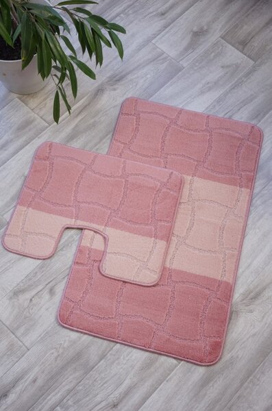 Set 2 Covoras baie, Antiderapant, Sariyer 2580, Roz 60 x 100 / 50 x 60