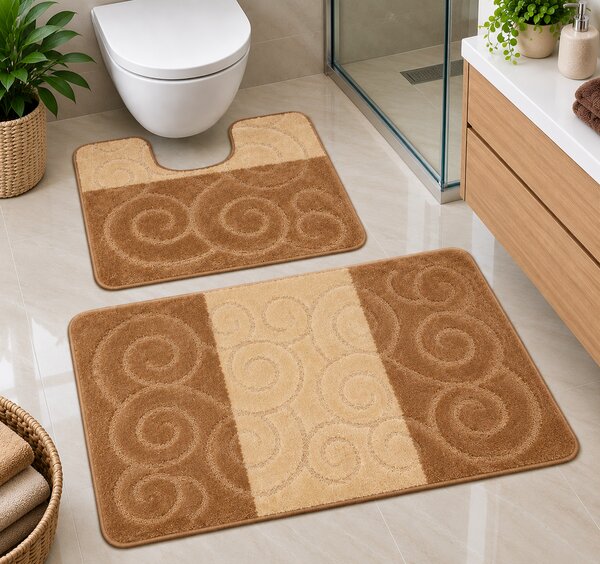 Set 2 covorase baie Sile 2546 L.Brown Dreptunghi, 50 x 80 / 40 x 50